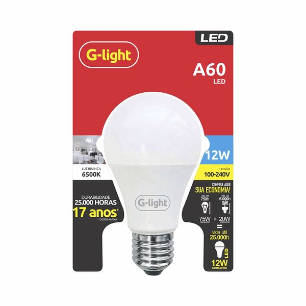 Lâmpada Led G-Light A60 12w 6500k Bivolt E27 Lâmpada Led G-Light A60 12w 6500k Bivolt E27