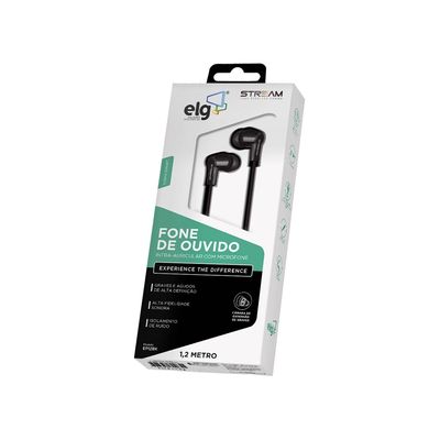 Fone de Ouvido Intra-auricular ELG EP12BK Preto com Cabo 1,2m