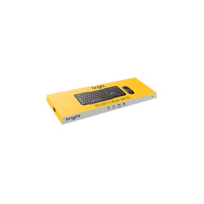 Kit Teclado e Mouse Bright 0055 Sem Fio Slim Preto