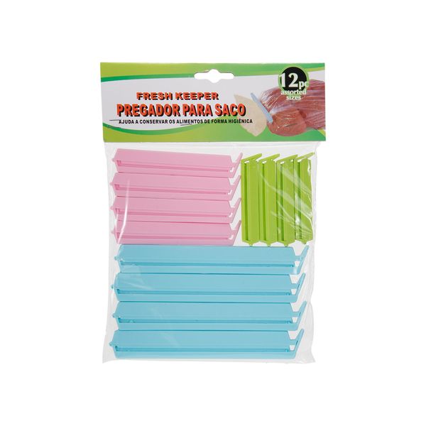 Jogo de Prendedores para Embalagem Coloridos Le Casa com 12 Peças Jogo de Prendedores para Embalagem Coloridos Le Casa com 12 Peças