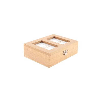 Caixa Moldura Mdf Le com Tampa Vidro 16,5x12,5x5cm
