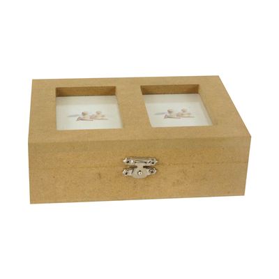 Caixa Moldura Mdf Le com Tampa Vidro 16,5x12,5x5cm