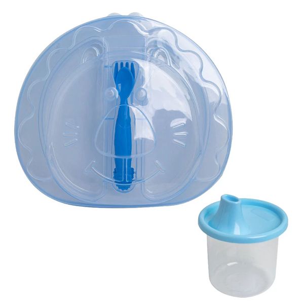 Kit Refeição Infantil LP House Linha Dindo com Talheres e Copo Azul Kit Refeição Infantil LP House Linha Dindo com Talheres e Copo Azul