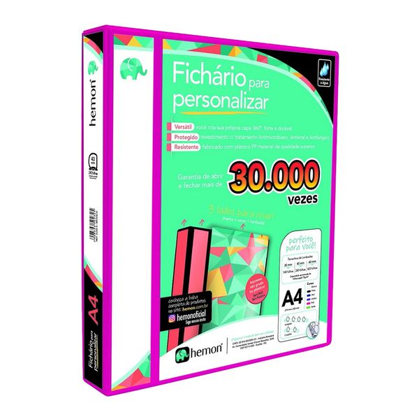 Pasta Fichário Chies com 4 Argolas Personalize Pink 4cm Pasta Fichário Chies com 4 Argolas Personalize Pink 4cm