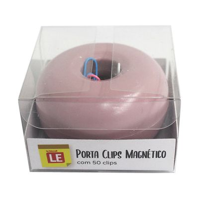 Porta Clip Le Magnético 28mm com 50 Unidades Rosa