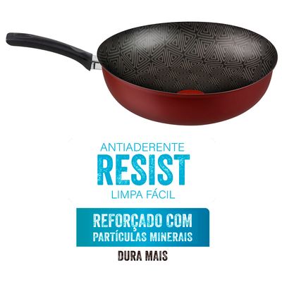 Panela Wok Antiaderente Facilita Rochedo Vermelho 28cm