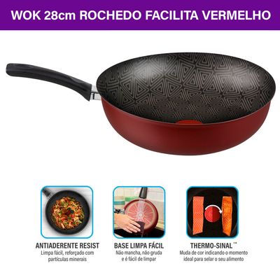 Panela Wok Antiaderente Facilita Rochedo Vermelho 28cm