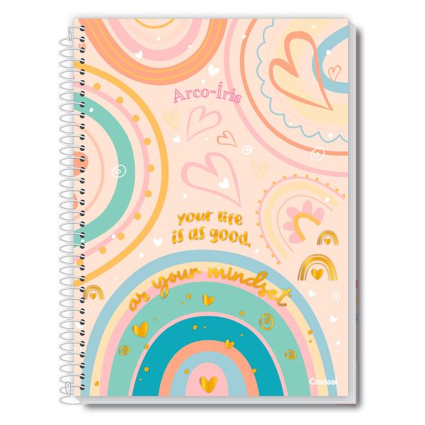 Caderno Universitário Arco Iris Sortido 10M Credeal
