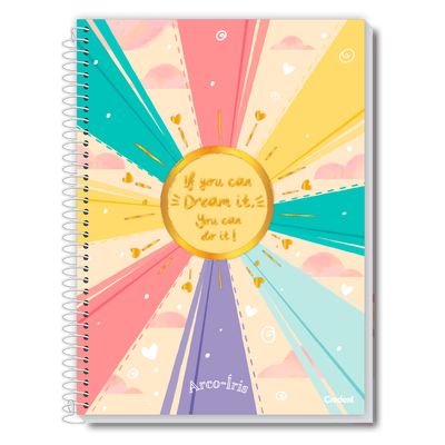 Caderno Universitário Arco Iris Sortido 10M Credeal