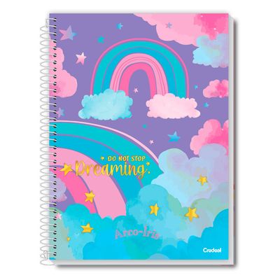 Caderno Universitário Arco Iris Sortido 10M Credeal