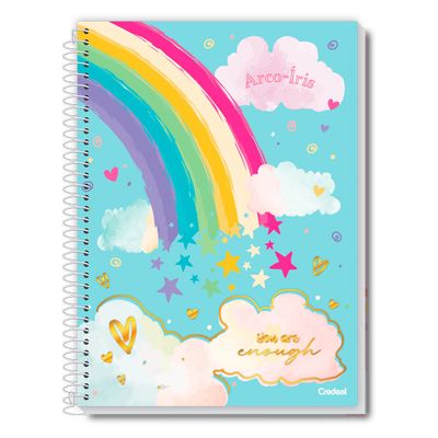 Caderno Universitário Arco Iris Sortido 10M Credeal