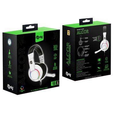 HGAL - Headset Gamer Alcor Multi Plataforma Branco Led Rainbow