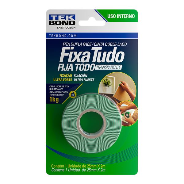 Fita Acrílica Dupla Face Interior 25mmX2m Tekbond