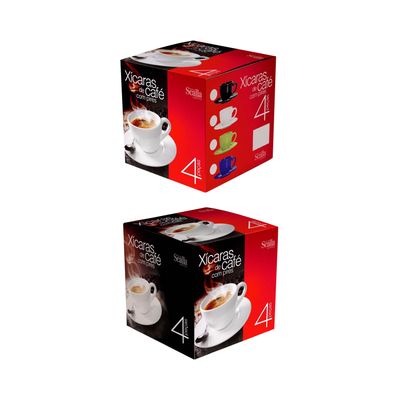 Conjunto de Xícaras de Café Scalla em Cerâmica 4 Peças 100ml