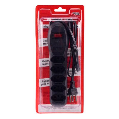 Filtro de Linha Force Line Slim com 5 Tomadas Preto