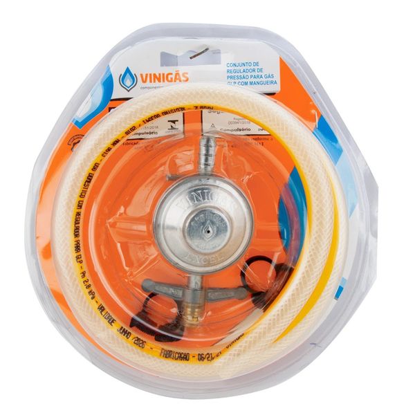 Regulador de Gás Vinigas com Mangueira 80cm e Abraçadeira Excel