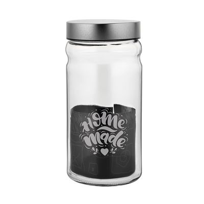 Pote Le Metal em Vidro com Tampa Redondo Silver 1,8L