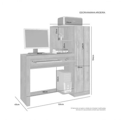Escrivaninha Aroeira 1 Porta Com Chave Jcm - Cinamomo/off