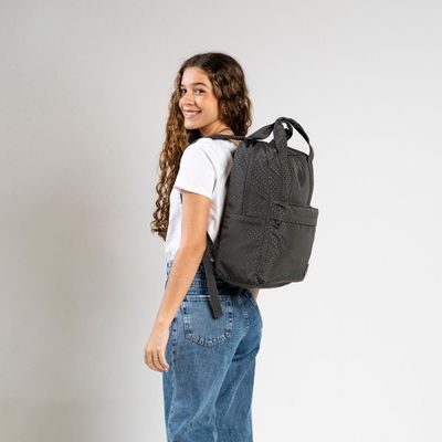 Mochila Escolar Feminina Juvenil Polka Dots Cinza U / Cinza