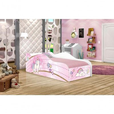 Mini Cama Fun Unicónio Rosa Infantil Com Colchão