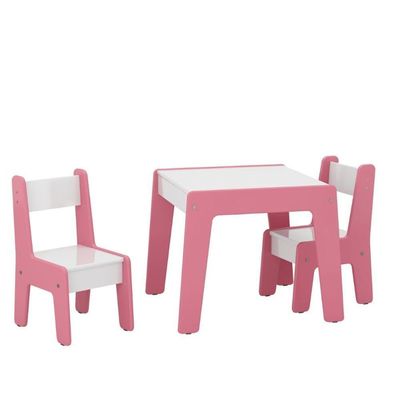 Conjunto De Mesa Com 2 Cadeiras Goiania Branco-rosa