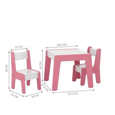 Conjunto De Mesa Com 2 Cadeiras Goiania Branco-rosa
