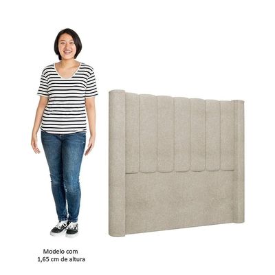 Cabeceira Casal King Cama 195cm Claire I02 Bouclê Bege - Mpozenato