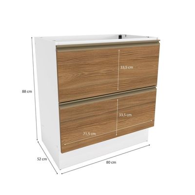 Balcão 2 Gavetas Kappesberg Celeste 100% Mdf Branco-nogueira 80cm