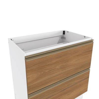 Balcão 2 Gavetas Kappesberg Celeste 100% Mdf Branco-nogueira 80cm