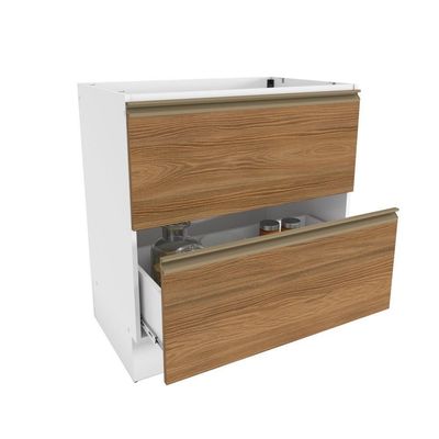 Balcão 2 Gavetas Kappesberg Celeste 100% Mdf Branco-nogueira 80cm