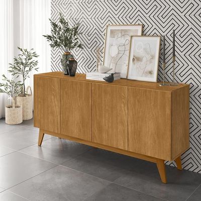 Balcao Buffet Ares 4 Portas 161 Cm Nature Tebar Nature