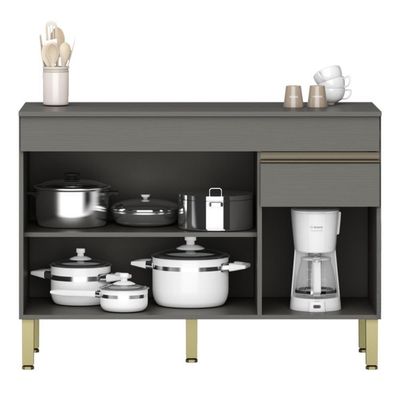 Balcão De Cozinha Com Tampo E 3 Portas Salisburia Gris