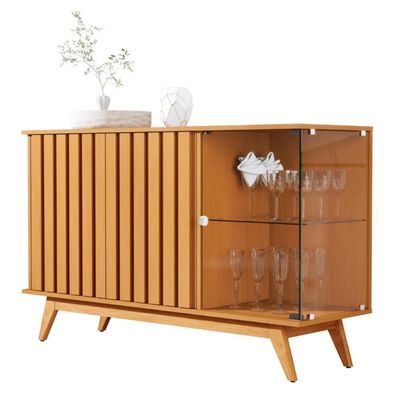 Buffet Ripado Com 3 Portas E Base De Madeira Paris Nature