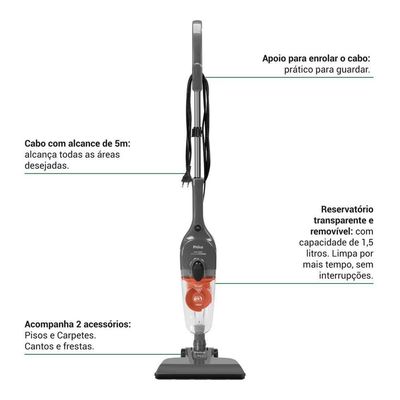 Aspirador De Pó Vertical Philco Ciclone 2 Em 1 1400W PAS1550C 110V
