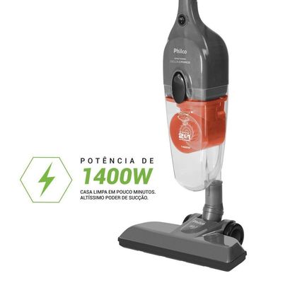 Aspirador De Pó Vertical Philco Ciclone 2 Em 1 1400W PAS1550C 110V