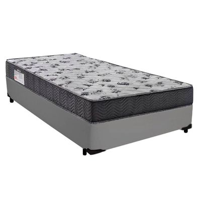 Cama Box Solteiro Sintético + Colchão De Molas Ensacadas - Serene - 88x188x58cm Cor:cinza