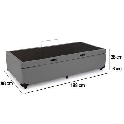 Cama Box Baú Solteiro Sintético Serene Cinza 88x188x44