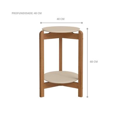 Mesa Lateral 3 Pés Bornemouth Off White/cedro