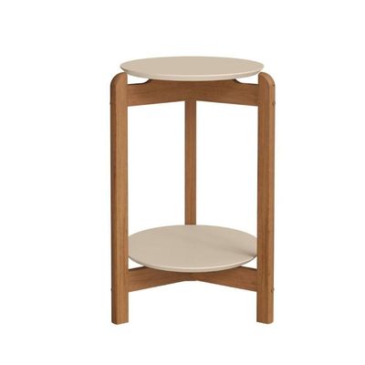 Mesa Lateral 3 Pés Bornemouth Off White/cedro