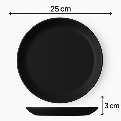 Jogo 6 Pratos Rasos Redondos 25cm Pratos Plástico Preto Servir Lanches Petiscos Coza