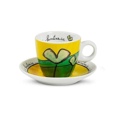 Jogo de xícaras café expresso em porcelana Egan Frane Amore 90ml 2 peças azul e verde