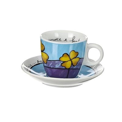 Jogo de xícaras café expresso em porcelana Egan Frane Amore 90ml 2 peças azul e verde