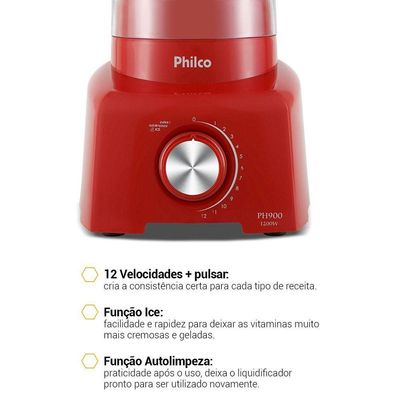 Liquidificador Philco PH900 Vermelho 1200W 110V