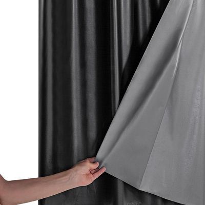 Cortina Blackout Pvc Com Tecido Voil Xadrez 2,80 M X 1,60 M - sofisticado na cor Preto