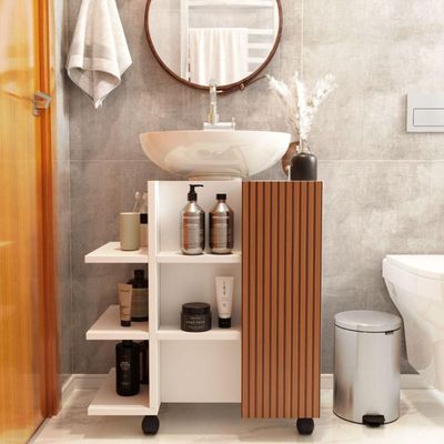 Gabinete Banheiro Ripado Style Branco