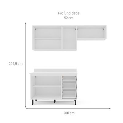 Cozinha Completa com Tampo Meena 6 Portas 3 Gavetas Azul e Branca
