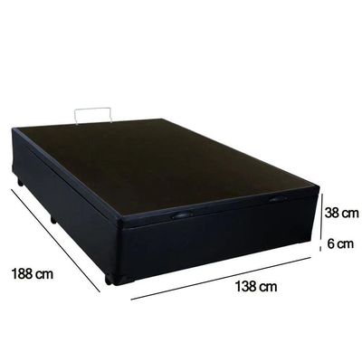 Cama Box Baú Casal Sintético Sereneprime Preto 138x188x44