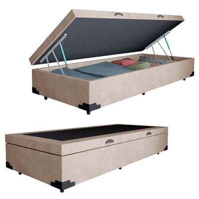 Cama Box Baú Solteiro Suede + Colchão De Espuma D33 - Sereneprime - 88cm Cor:bege