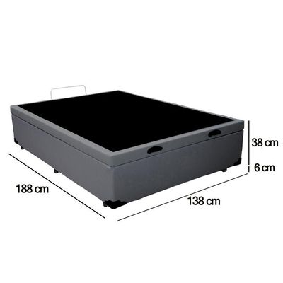 Cama Box Baú Casal Sintético Sereneprime Cinza 138x188x44