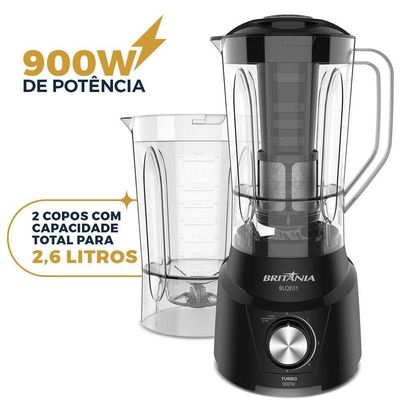 Liquidificador Britânia BLQE01 2 Copos 2,6L 900W 220V